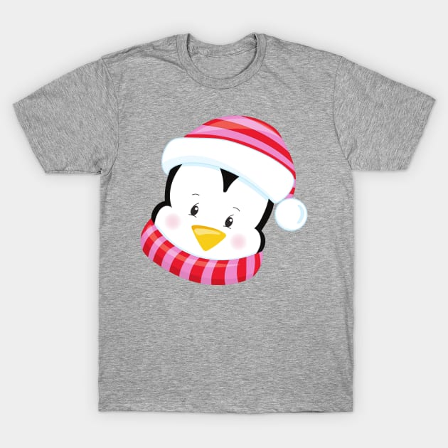 Cute Penguin, Penguin With Scarf, Penguin With Hat T-Shirt by Jelena Dunčević